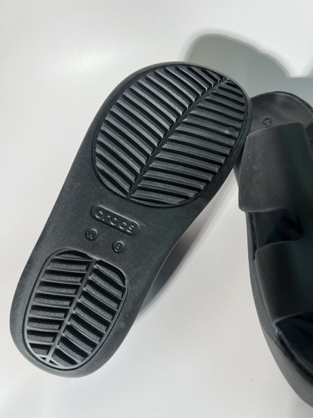 Crocs Black Platform Slides Comfort Sandals Womens W8 - Picture 10 of 14